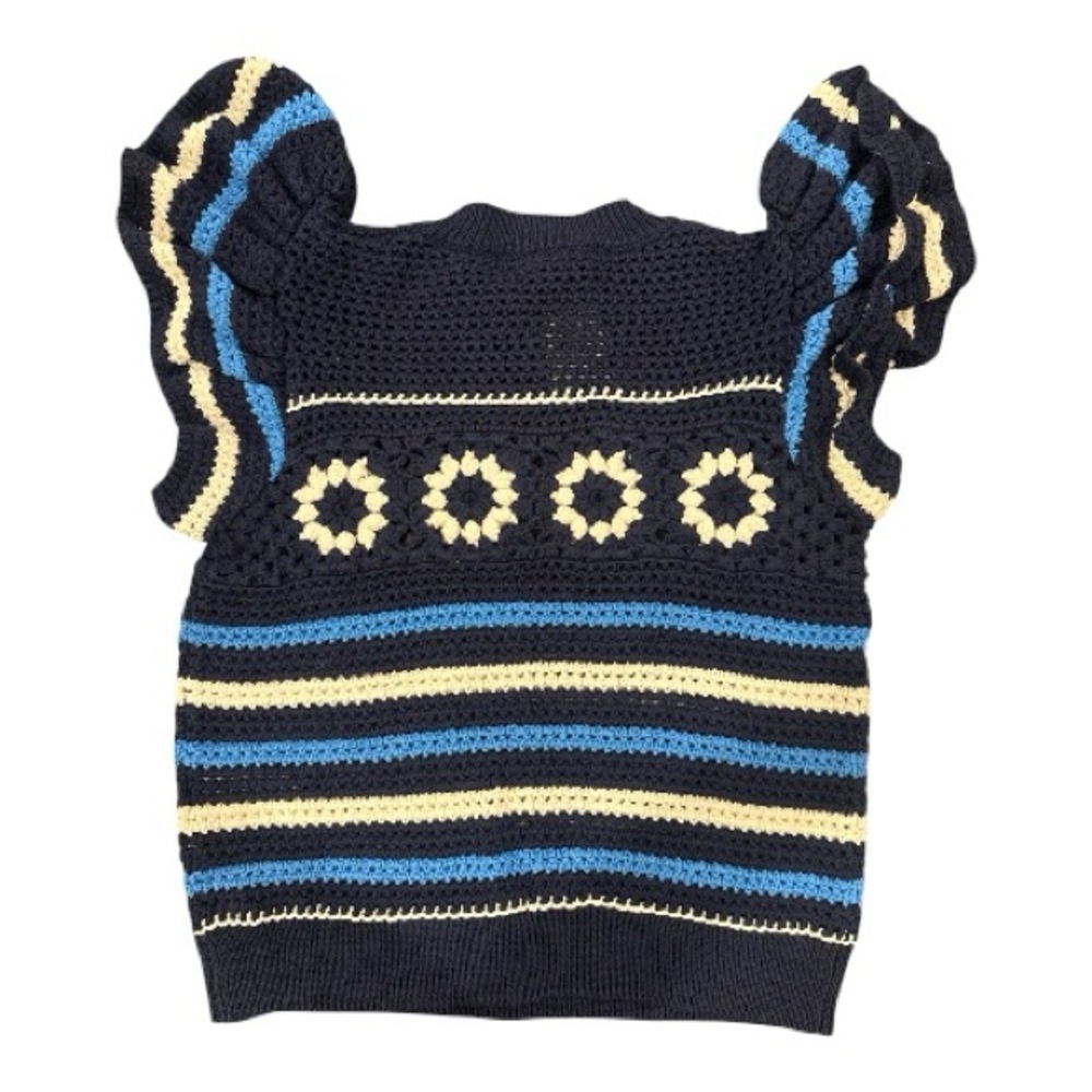 NWT Rails Penelope Crochet Top Sweater Blue Navy  
Striped Size S Flutter Sleeve - Picture 7 of 13